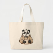 Te moe om te functioneren Panda Koffie Cartoon Grote Tote Bag (Voorkant)