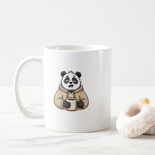 Te moe om te functioneren Panda Koffie Cartoon Koffiemok (Met donut)