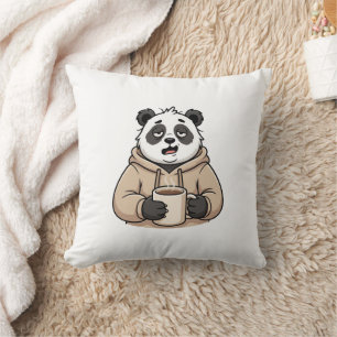 Te moe om te functioneren Panda Koffie Cartoon Kussen