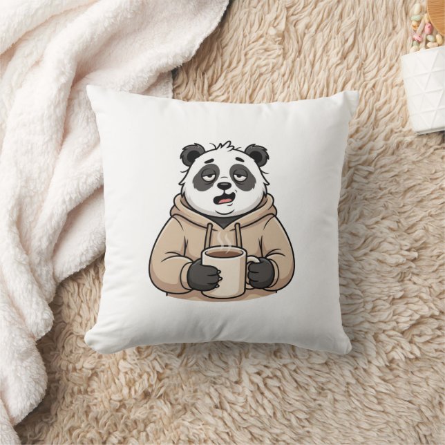 Te moe om te functioneren Panda Koffie Cartoon Kussen (Deken)