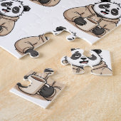 Te moe om te functioneren Panda Koffie Cartoon Legpuzzel (Zijkant)