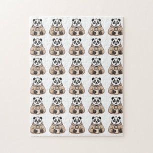 Te moe om te functioneren Panda Koffie Cartoon Legpuzzel