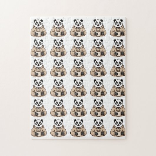 Te moe om te functioneren Panda Koffie Cartoon Legpuzzel (Verticaal)