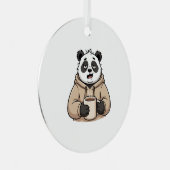 Te moe om te functioneren Panda Koffie Cartoon Metalen Ornament (Voorkant Rechts)