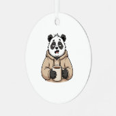 Te moe om te functioneren Panda Koffie Cartoon Metalen Ornament (Voorkant links)