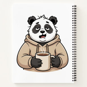 Te moe om te functioneren Panda Koffie Cartoon Notitieboek