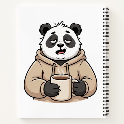 Te moe om te functioneren Panda Koffie Cartoon Notitieboek (Achterkant)