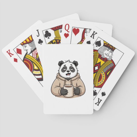 Te moe om te functioneren Panda Koffie Cartoon Pokerkaarten (Achterkant)