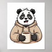 Te Moe om te Functioneren Panda Koffie Cartoon Poster (Voorkant)