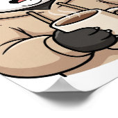 Te moe om te functioneren Panda Koffie Cartoon Poster (Hoek)