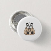Te moe om te functioneren Panda Koffie Cartoon Ronde Button 3,2 Cm (Voorkant /achterkant)