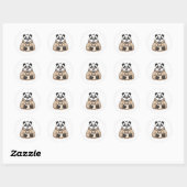 Te Moe om te Functioneren Panda Koffie Cartoon Ronde Sticker (Vel)