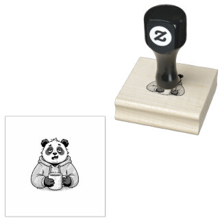 Te moe om te functioneren Panda Koffie Cartoon Rubberstempel