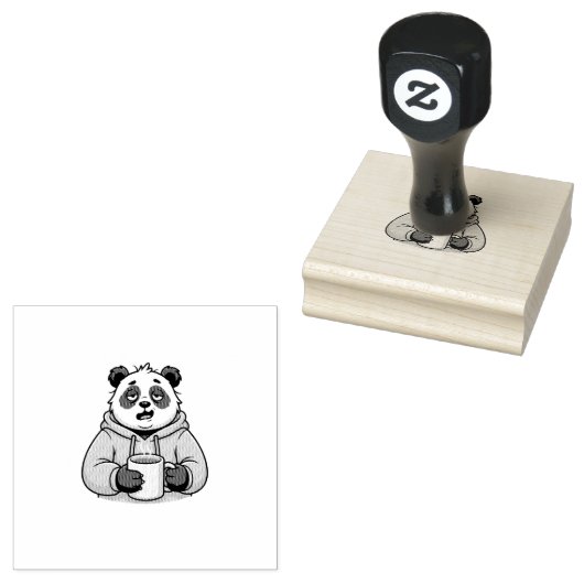 Te moe om te functioneren Panda Koffie Cartoon Rubberstempel (Gestempeld)
