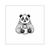 Te moe om te functioneren Panda Koffie Cartoon Rubberstempel (Afrduk)
