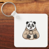 Te moe om te functioneren Panda Koffie Cartoon Sleutelhanger (Voorkant)