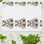 Te moe om te functioneren Panda Koffie Cartoon Theedoek (Gevouwen)