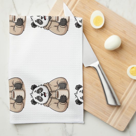 Te moe om te functioneren Panda Koffie Cartoon Theedoek (Quarter Fold)