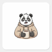 Te moe om te functioneren Panda Koffie Cartoon Vierkante Sticker (Voorkant)