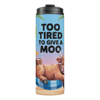 Te moe om te loeien met een knuffelkoe thermosbeker