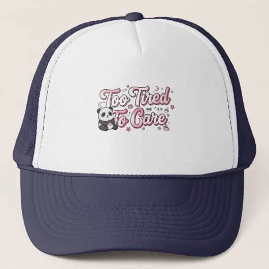 "Te Moe om te Zorgen" Panda - Schattig & Herkenbaa Trucker Pet (Voorkant)