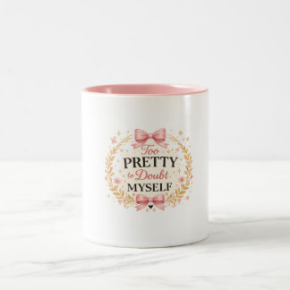 Te mooi om mezelf te wantrouwen Coquette strik est Tweekleurige Koffiemok