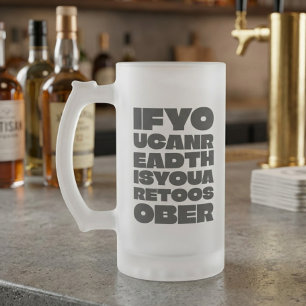 Te Nuchter Vet Gedrukte Typografie Matglas Beker Bierpul