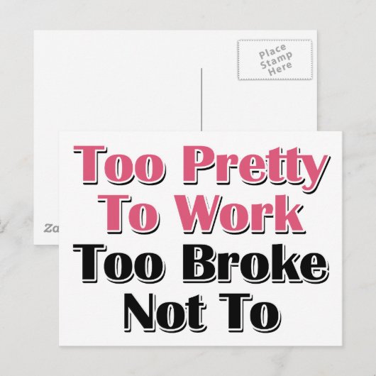 Te  om te werken om niet te breken aan briefkaart (Voorkant / Achterkant)