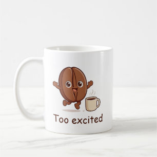 Te opgewonden knuffel koffieboon karakter koffiemok