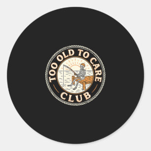 Te oud om te zorgen club retro grappig skelet viss ronde sticker