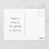 Te oud voor Leo - 25e verjaardag Briefkaart (Achterkant)