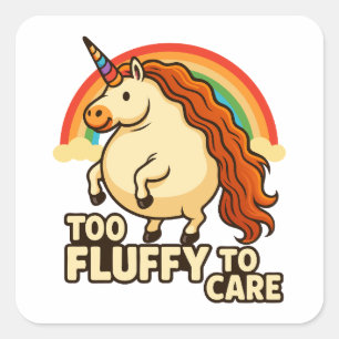 Te pluizig om voor foodie Unicorn te zorgen Vierkante Sticker