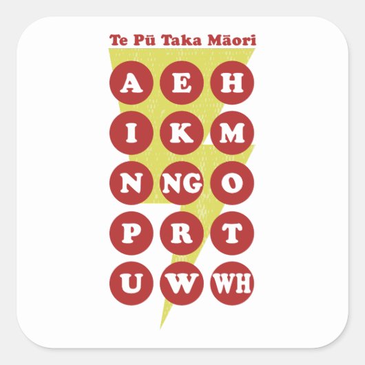 Te Pu Taka Maori Maori Alphabet Vierkante Sticker (Voorkant)
