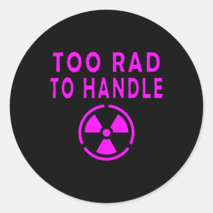 Te Rad om Radioactief Bord Symbool Nucleair te Han Ronde Sticker