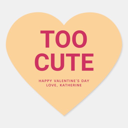 Te schattig leuk Valentijnsdag custom conversatie Hart Sticker (Voorkant)