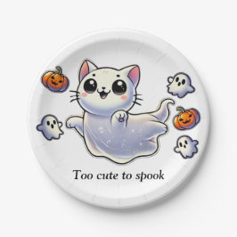 Te schattig om een spookkat te spookten papieren bordje
