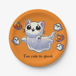 Te schattig om een spookkat te spookten papieren bordje
