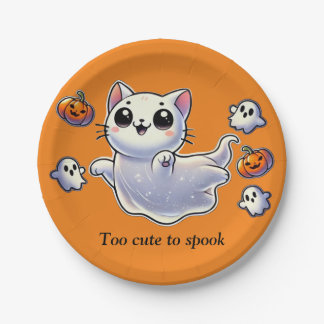 Te schattig om een spookkat te spookten papieren bordje