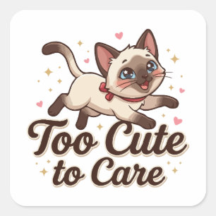 Te Schattig om je Zorgen over te Maken Siamese Kat Vierkante Sticker