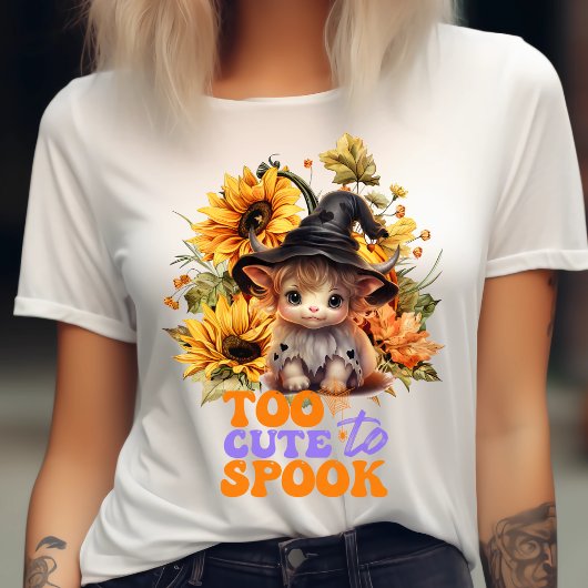 Te schattig om spook-schattig Koe Halloween-pompoe T-shirt