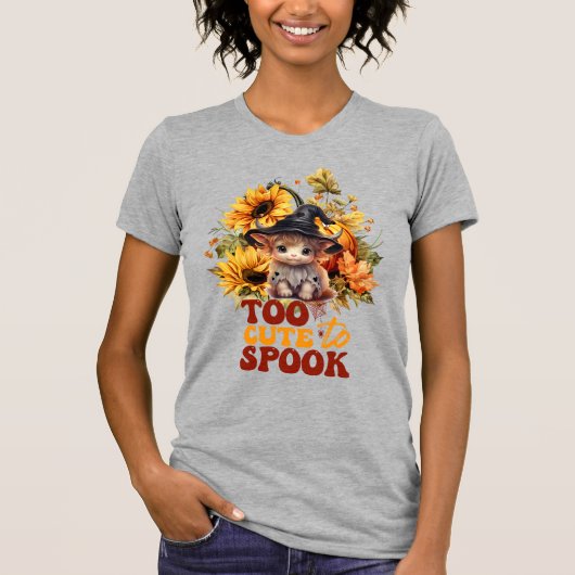Te schattig om spook-schattig Koe Halloween-pompoe T-shirt (Voorkant)
