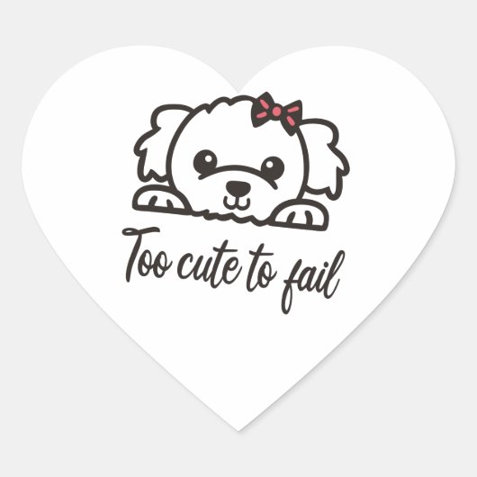 Te schattig om te falen(4) hart sticker (Voorkant)