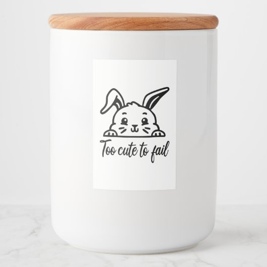 Te schattig om te falen voedselcontainer etiket (Voorkant)