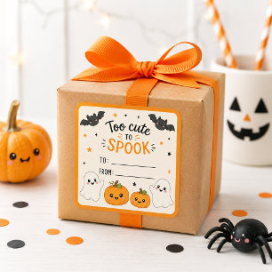 Te Schattig om te Spoken Halloween Favor Vierkante Sticker