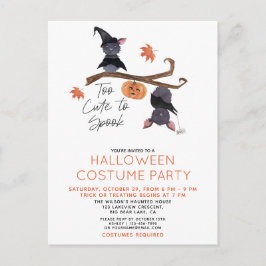 Te schattig om te spook Halloween Kostuum Party Uitnodiging Briefkaart