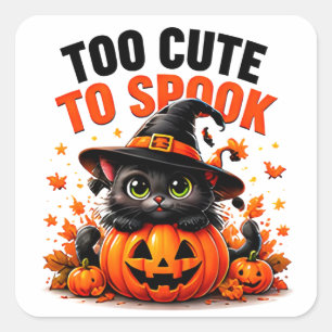 Te Schattig Om Te Verschrikken Grappige Zwarte Kat Vierkante Sticker