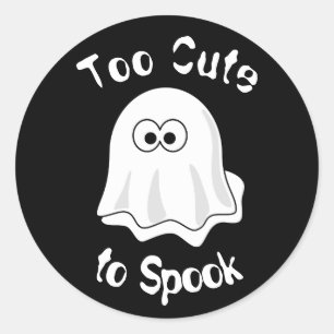 "Te Schattig om te Verschrikken!" Halloween Geest Ronde Sticker