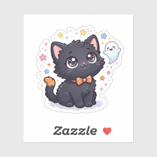 Te Schattig Om Te Verschrikken Zwart Katje Hallowe Sticker (Vel)