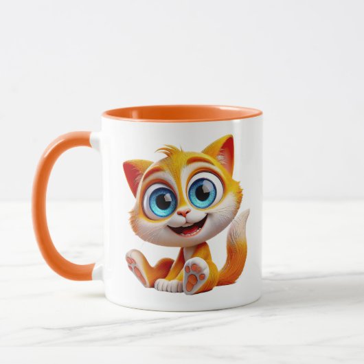 Te schattige kat met grote blauwe ogen. mok (Links)