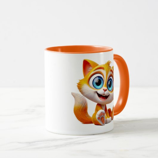 Te schattige kat met grote blauwe ogen. mok (Voorkant rechts)